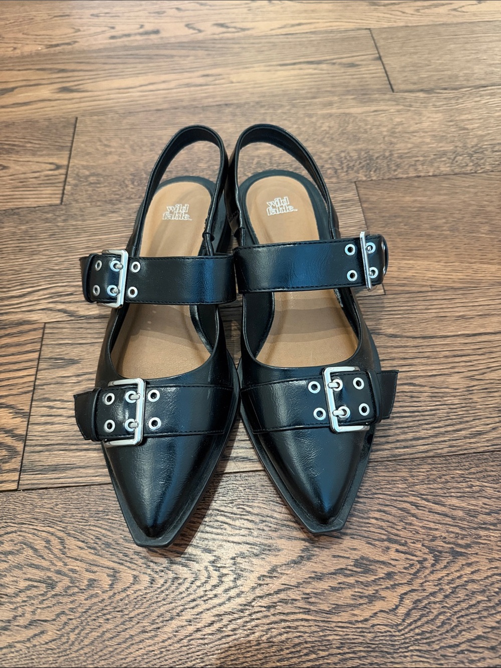 Wild Fable Black Pointed Buckle Slingback Flats
